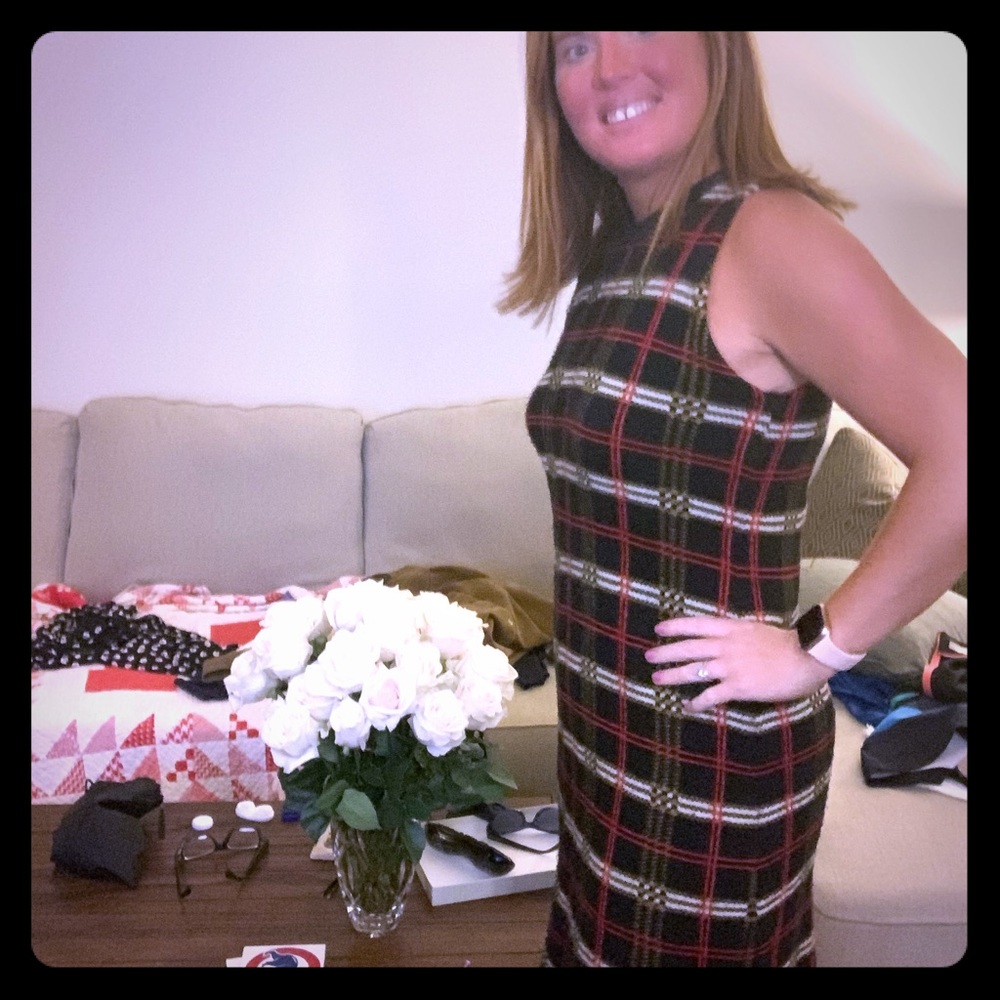 Burberry black check intarsia sweater dress